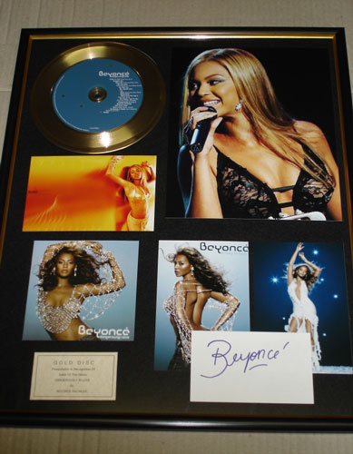 Beyonce Signed Autograph Dangerously in Love Gold Disc Frame A