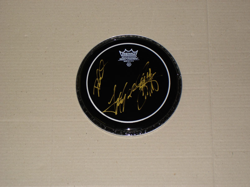 ZZ TOP Fully Hand signed x 3 Autograph Drumhead COA